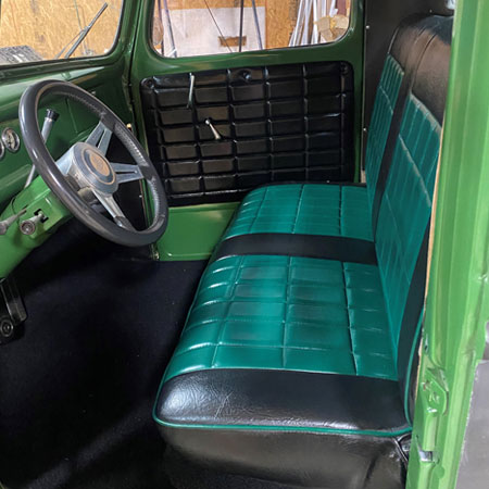 auto teal and black seats