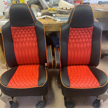 auto orange and black seats