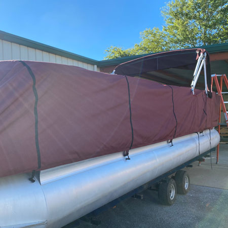 marine red tarp boat covering